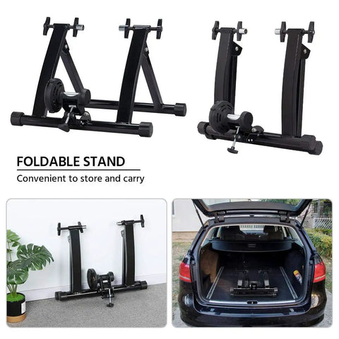 Magnetic Bike Trainer Stand For Indoor Cycling With Premium Steel Build Quiet Low Noise Operation Fits 26 To 28 Inch Wheels And 700C
