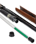 Universal Shotgun Plug For Semi Auto And Pump Action Shotguns Keeps Magazine Size At Legal Huntin Capacity Installs Quickly And Fits Most 12 Gauge Shotguns Green with disassembled parts.