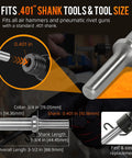 Details of 3/16 Inch Rivet Set For Pneumatic Air Hammer With .401 Shank dimensions and fast replacement features