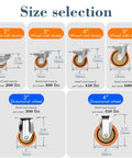 Size selection chart for 3 Inch 304 Stainless Steel Caster Wheels Set Of 2 With Swivel Brake Rust Resistant Heavy Duty Industrial Casters.