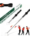 Retractable Golf Swing Trainer With Arm Band For Right Handed Golfers, Grip Correction And Click Feedback Training Aid