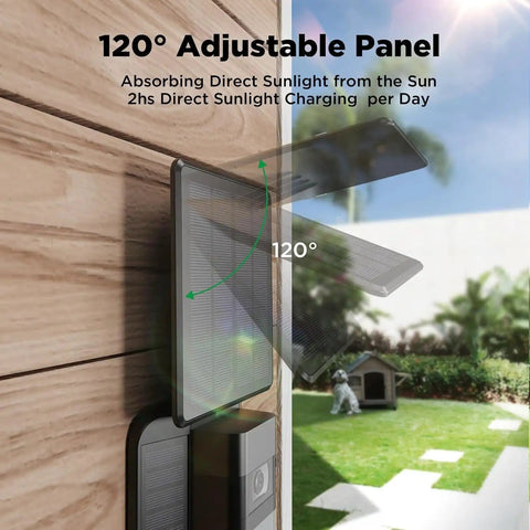 Solar Charger For Ring Video Doorbell 3 3 Plus 4 And Battery Doorbell Plus Waterproof Solar Panel with adjustable 120° mount outdoors