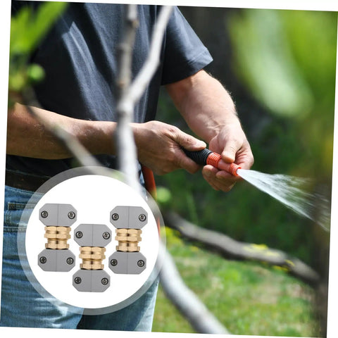 Ciieeo 3 Sets Garden Hose Repair Kit With Heavy Duty Aluminum Connectors That Seal Tight So You Stop Leaking And Fix Your Sprinkler Nozzles Fast. man using hose repair connectors on a garden hose