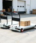 Heavy Duty Electric Scissor Lift Table Cart With Hydraulic Platform For Warehouse Sorting And Mobile Equipment Maintenance Workstation with boxes on platform.