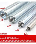 Heavy Duty Galvanized Steel Gravity Roller For Conveyor Systems 25 38 50 60mm Diameter Options And 100 550mm Axle Length workhorse idler parts