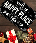 Hella Funny Sarcasm Metal Yard Sign Rust Proof Wall Art For Barn Farmhouse Kitchen Bar Man Cave Hilarious Housewarming Gift For Dude And Gal 12 X 8 Inch Indoor Cool Yard Decor on wooden table with Christmas decorations.