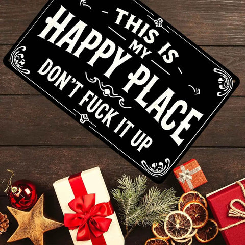 Hella Funny Sarcasm Metal Yard Sign Rust Proof Wall Art For Barn Farmhouse Kitchen Bar Man Cave Hilarious Housewarming Gift For Dude And Gal 12 X 8 Inch Indoor Cool Yard Decor on wooden table with Christmas decorations.