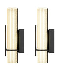 Dope Modern Black LED Wall Sconce Set of Two for Living Room and Hallway with Crystal Glass No Bulbs Needed