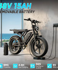 Powerful 1500W Peak Fat Tire Electric Bike for Adults with detachable battery charging indoors