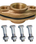 All In One Bronze Water Meter Hardware Kit With 1 1/2 Inch FIP Connection Includes 2 Flanges 2 Gaskets 4 Nuts 4 Bolts Lead Free Durable Universal Fit Leak Free Connections Oval Design