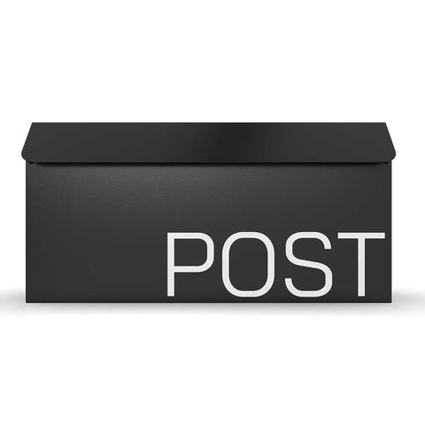 Front view of Edward Wall Mounted Mailbox In Slick Matte Black With Powder Coated Steel And Medium Capacity For Small Boxes