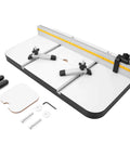 Deluxe Drill Press Table With Precision Tilt Adjustable Fence System Aluminum Hold Downs Flip Stop And Mounting Hardware