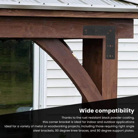 L Shape Corner Bracket Mending Plate Right Angle Built To Last Heavy Duty Black Powder Coated Carbon Steel
