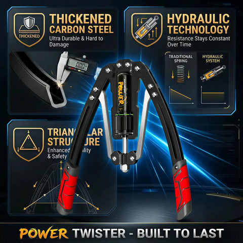 Upgraded Hydraulic Arm Exerciser For Home Gym Chest Workout With Adjustable 10 Gears, showcasing thickened carbon steel and hydraulic technology.
