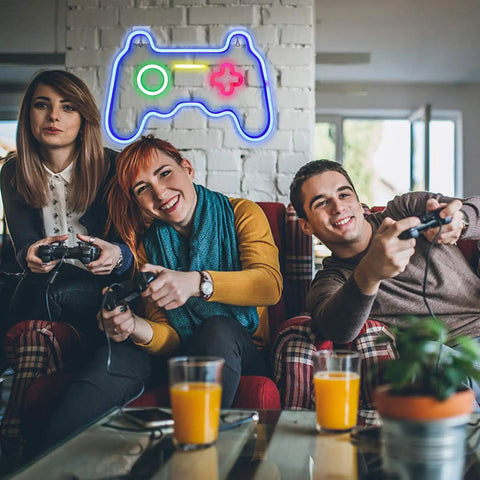 LED Gamer Neon Sign For Game Room Decor, 16x11 Inch Neon Wall Light With Acrylic Backboard, USB Powered 5V Low Voltage.
