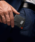 Premium Wallet Replacement Screw Kit With Mini Screwdriver, 50 Heavy Duty Stainless Steel Fasteners, carbon fiber wallet in pocket.