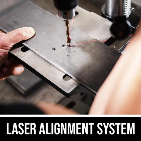 6.2 Amp 10 Inch Benchtop Drill Press With 5 Speed Range 610 To 2800 RPM, Laser Alignment drilling metal plate
