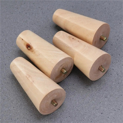 Solid Wood Furniture Legs Kit Four Pieces With Non Slip Feet For Tables Sofas Cabinets And Wardrobes Easy Install
