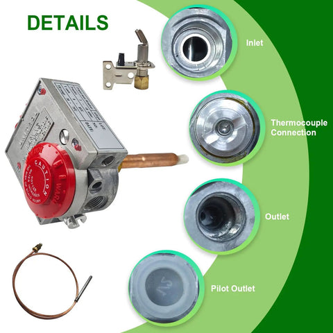 Details of Natural Gas Water Heater Valve And Thermostat Replacement Parts Kit With 3.8 In Shank And Copper Probe Eco Shutoff