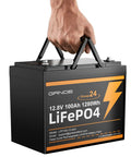 LiFePO4 12V 100Ah Battery With 100A BMS For RVs, Boats, Solar, Off Grid Power - Lightweight 21.9 Lb being carried by hand
