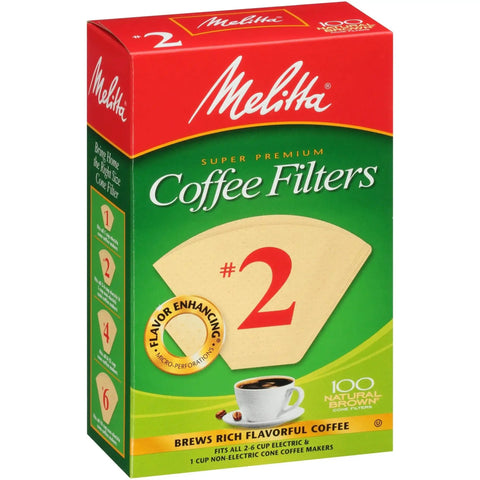 Natural Brown Cone Coffee Filters Size Two, 100 Count Two Pack, Microfine Flavor Enhancing Perforations And Double Crimped Design