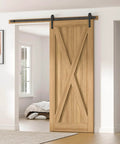Installed 7 Foot Sliding Barn Door Hardware Kit For A Single Door With Sturdy Rails And Quiet Smooth Glide Fits 40 To 42 Inch Wide Doors J Shape Hanger Carbon Steel With Black Coating Built To Last Easy To Install.