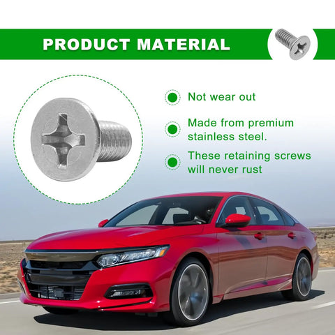 Hella Durable Stainless Steel Brake Disc Rotor Screws Heavy Duty Rust Proof Retaining Bolts Set For Front And Rear Honda Acura Hyundai Kia Dead Simple Installation close-up of a stainless steel retaining screw.