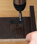 Installing 12 Sets Black Stainless Steel Straight Brackets With Screws For Beds And Shelves on wooden furniture