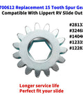 Top view of Easy Swap Replacement 15 Tooth Spur Gear For Lippert RV Slide Out Systems 10 DP 20 PA High Precision Low Noise