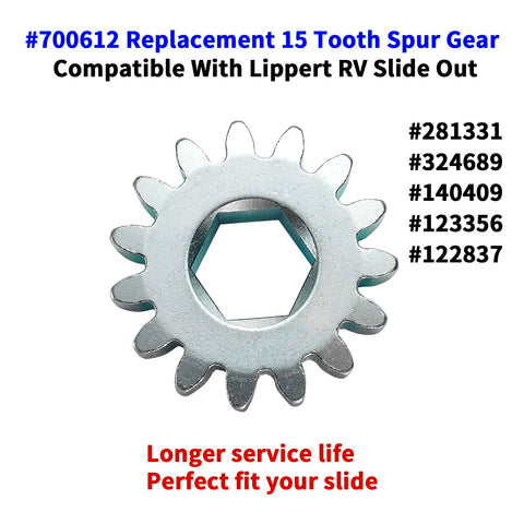 Top view of Easy Swap Replacement 15 Tooth Spur Gear For Lippert RV Slide Out Systems 10 DP 20 PA High Precision Low Noise