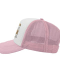 Side view of Proud Parent Of A 2026 Grad Womens Lightweight Pink Cap with breathable mesh and adjustable buckle