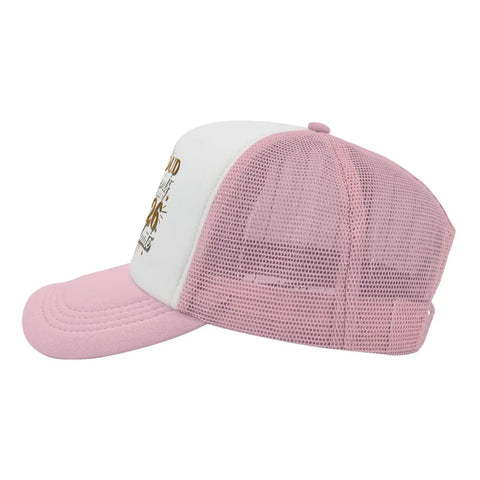 Side view of Proud Parent Of A 2026 Grad Womens Lightweight Pink Cap with breathable mesh and adjustable buckle