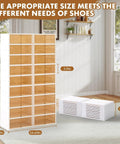 2x9 Tier Collapsible Shoe Rack Organizer with Door, Large Plastic Shoe Cabinet for Entryway, Holds 18 Pairs, Foldable Shelves.