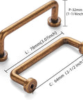 Eight Pack Two And A Half Inch Antique Brass Cabinet Handles And Drawer Pulls With Screws For Kitchen Cabinets And Bathroom Vanity Furniture Dresser Wardrobe Cabinetry Vintage Style Hardware showing dimensions