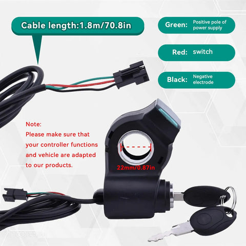 E Bike Voltage Display With LCD Readout Thumb Throttle Real Time Digital Battery Voltage Power Switch With Key Lock