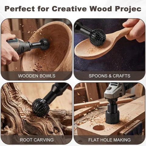 3 Piece Sphere Rotary Burr Set for Wood Carving and Grinding Upgraded Ball Gouges with 5/8-11 Thread used in woodworking projects