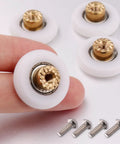 4 Pcs Shower Door Rollers Runners Wheels 19mm Replacement Part For Bathroom Glass Sliding Shower Doors Roller Wheel Set shown close-up.