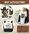 Cow Print Sublimation Transfer Paper Pack For DIY Crafters, 10 Sheets 12x10 Inches on mug, t-shirt, and hat with designs.