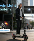 Powerful Electric Scooter For Adults With 500W Peak Motor, 18 MPH Top Speed, dual lights, city ride, Black Red