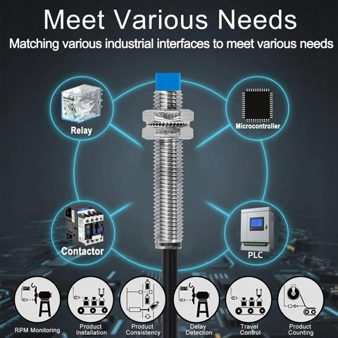 M8 Inductive Proximity Sensor Switch Non Shield Type PNP No 3 Wire With 2mm Sensing Distance 10-30VDC 200mA in industrial setup