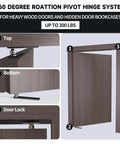 Diagram of Secret Door Hinge Kit With 360 Degree Pivot For Hidden Doors Heavy Duty Hardware displays position and lock system details