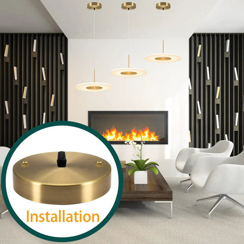 Gold Light Canopy Kit 4.7 Inch Pendant Chandelier Ceiling Plate With All Mounting Hardware UL Listed Easy DIY Install Crossbar