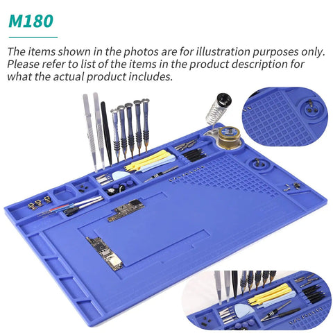 Anti Slip Magnetic Silicone Work Mat Heat Resistant Up To 932 Degrees Fahrenheit, 500 Degrees Celsius Large with tools