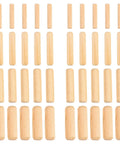 500 Pcs Wooden Dowel Pins Kit With Fluted Beveled Hardwood Round Wood Nails And Shaft Connectors arranged in neat rows.