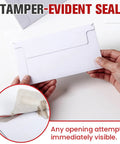 Close-up of 240 Pack Rigid Card Mailers 7x4.35 inch showing tamper-evident seal feature for trading card shipping.