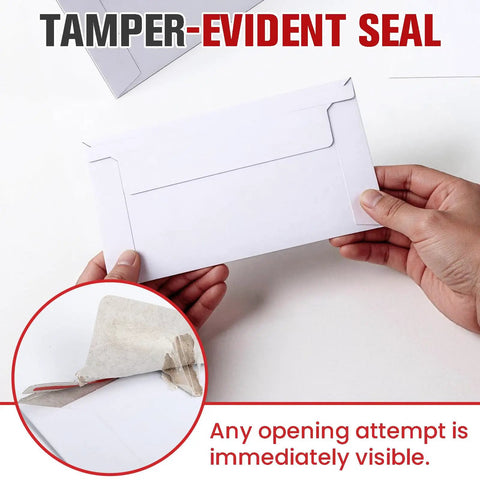 Close-up of 240 Pack Rigid Card Mailers 7x4.35 inch showing tamper-evident seal feature for trading card shipping.