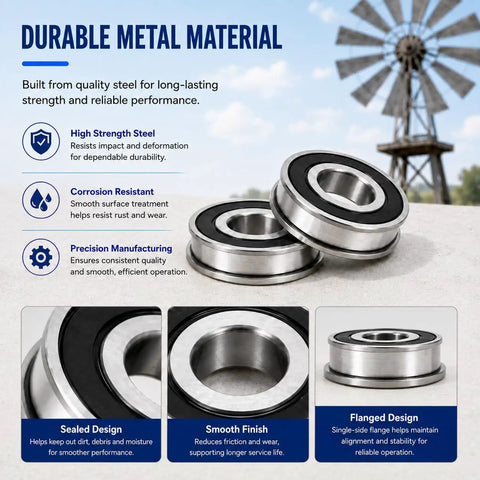 Windmill Bearing Repair Kit with Sealed Bearings One Half Inch Inner Diameter and One and Three Eighths Inch Outer Diameter DIY Friendly