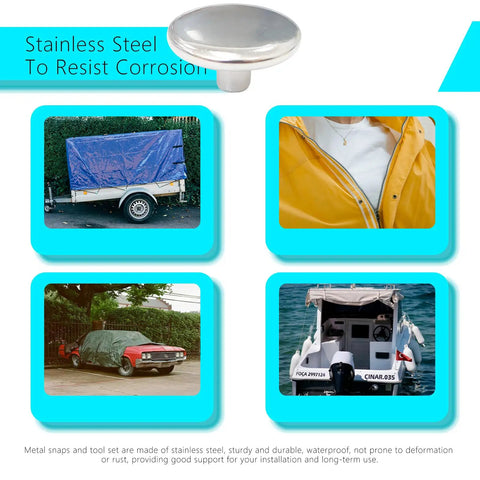 324 Piece Canvas Snap Kit With Stainless Steel Marine Grade Snaps And Setting Tool Including Anvil Punch Flaring Tool And Pliers For DIY Leather Canvas Tent Boat Cover Sofa Bed Wall Furniture usage examples in outdoor settings