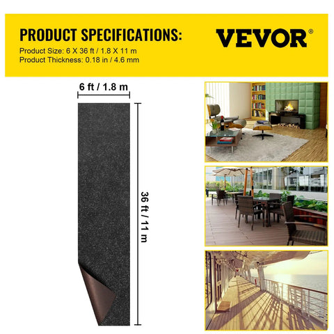 KickAss Hella Water Resistant 6 By 36 Foot Charcoal Black Marine Carpet Roll Featuring Dense Polyester Pile Built Tough For Boat Decks Patio Floors Indoor Yard Projects