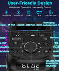 Control panel of 160W Peak Bluetooth Party Speaker With Deep Bass And Subwoofer, Portable Boombox Style, showcasing user-friendly design.
